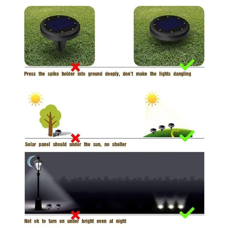 2 шт. солнечные 8LED погребены под землей лампы IP65 Водонепроницаемый Открытый Сад Двор Путь пейзаж огни
