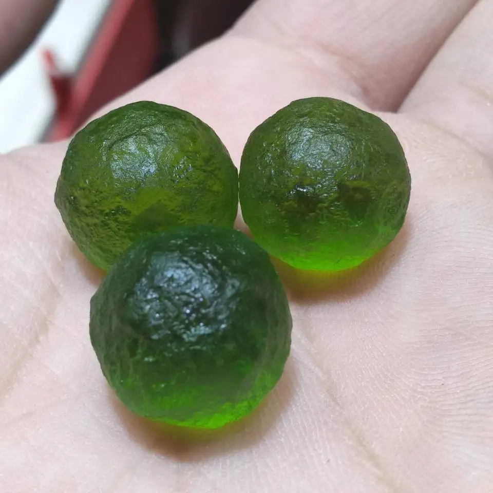 3pcs MOLDAVITE (SPACE GLASS) CZECH REPUBLIC METEORITE IMPACT MINERALS GEMS |