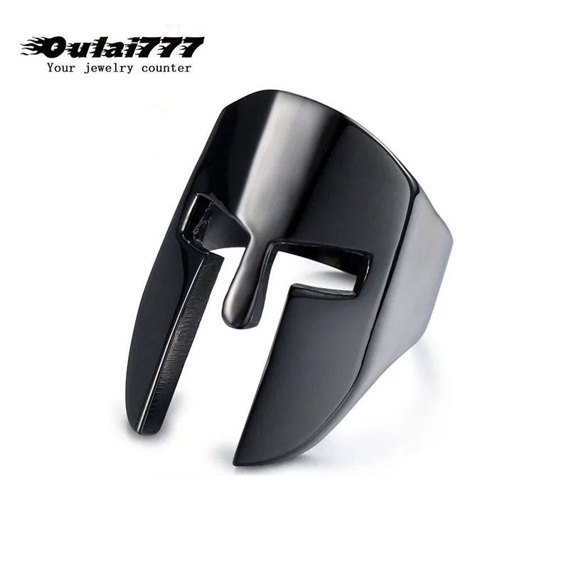 

2019 wholesale stainless steel rings gifts for men gothic punk signet male man spartak mask black antique rings biker vintage