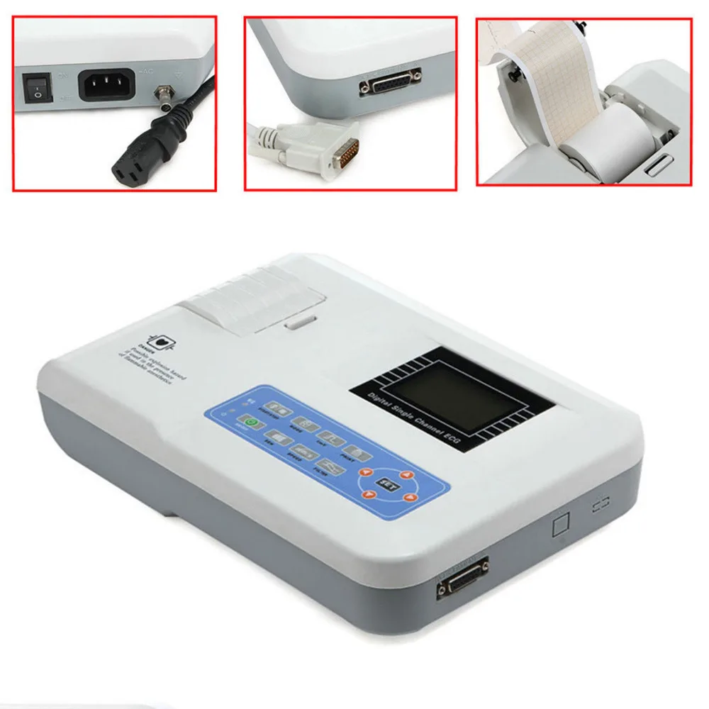 FDA CE ECG100G Одноканальный электрокардиограф EKG аппарат для электрокардиографии с бумагой для принтера