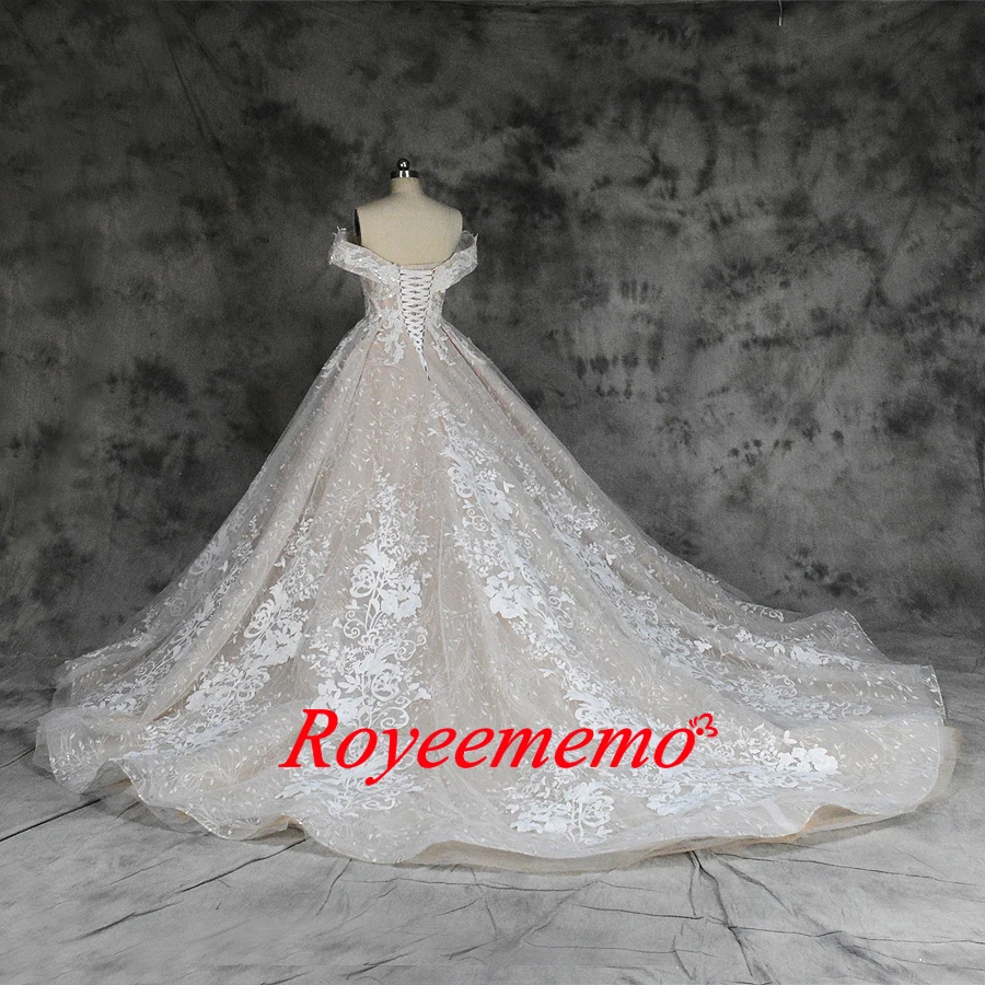 Новое роскошное кружевное дизайнерское свадебное платье с открытыми плечами, с коротким рукавом, свадебное платье, изготовленное на заказ