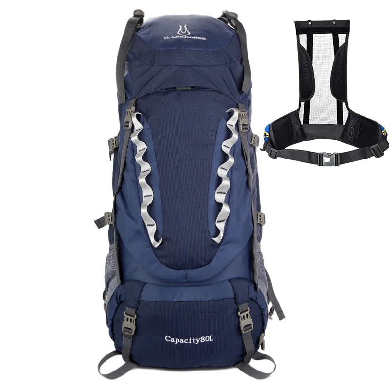 Большая вместительная нейлоновая 70L Водонепроницаемая спортивная сумка для путешествий, туристический рюкзак с внутренней рамой, сумка для рыбалки, кемпинга, пеших прогулок - Цвет: dark blue