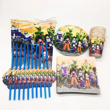 

100pcs/lot dragon ball theme birthday party set dragon ball theme disposable plates cups napkins banners dragon ball napkins