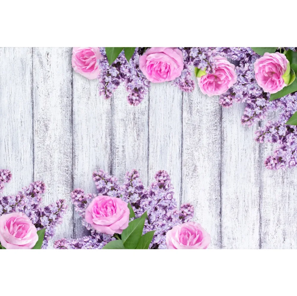 

Laeacco Gray Wood Backgrounds For Photography Watercolor Blossom Flower Spring Baby Portrait Photographic Backdrops Photo Studio