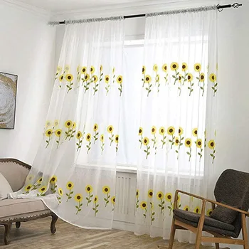 

Faroot Modern Romantic Daisy Floral Embroidered Organza Fabric Print Yarn Tulle Curtain For Living Room Window Decor