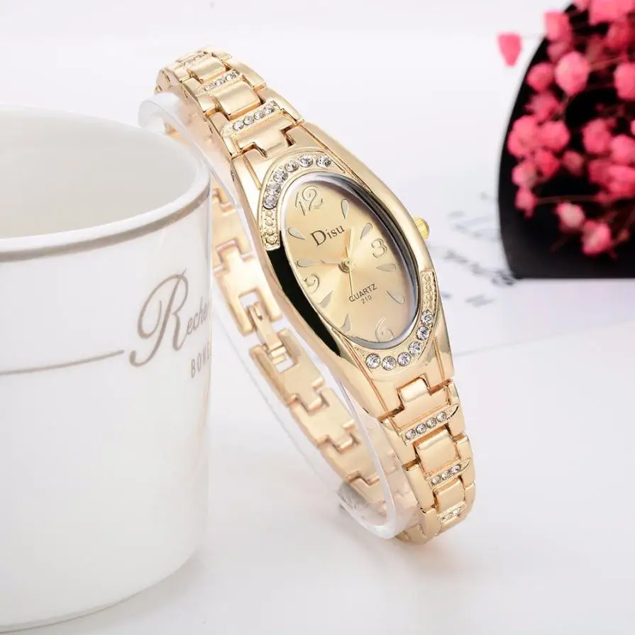Vogue овальной формы, что стрелки маленького циферблата часы для Для женщин элегантные Стразы Часы-браслет с бриллиантами платье кварцевые наручные часы Relogio# LH - Цвет: As Show
