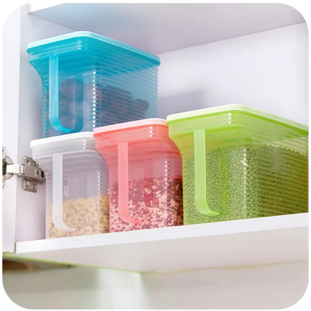 Best Price Creativity can be superimposed single handle grains sealed cans, plastic storage kitchen cabinets refrigerator storage box K4880