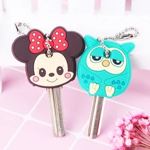Cartoon Anime Cute Key Cover Cap Silicone Mickey Stitch Bear font b Keychain b font font