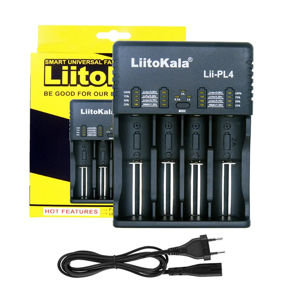 Liitokala Lii PL4 18650 зарядное устройство 26650 16340 14500 4 слота NiMH литий ионная батарея умное