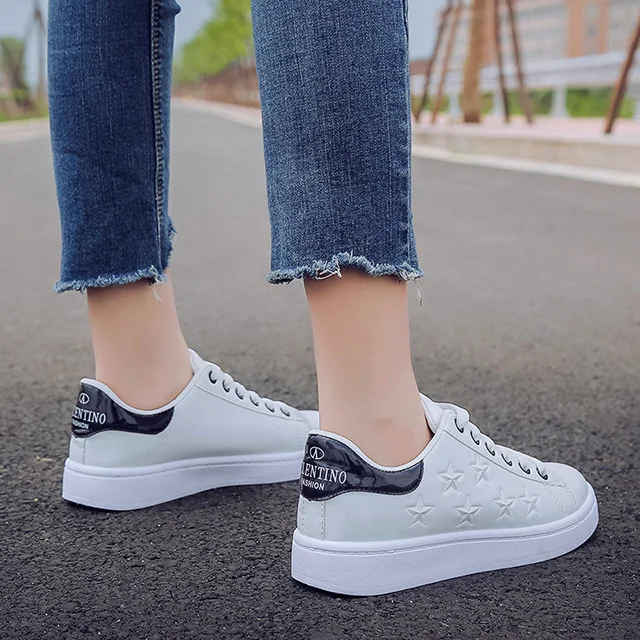 Lakeshi Stars Vulcanize Shoes Women Platform Sneakers Summer Autumn Female  Flat Leather Casual White Shoes Tenis Zapatos Mujer - Women's Vulcanize  Shoes - AliExpress