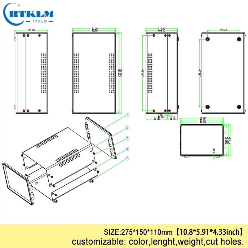 Индивидуальный дизайн электропитания проект распределительная коробка Железный корпус железная электронная коробка diy оборудование инструмент чехол 275*150*110 мм