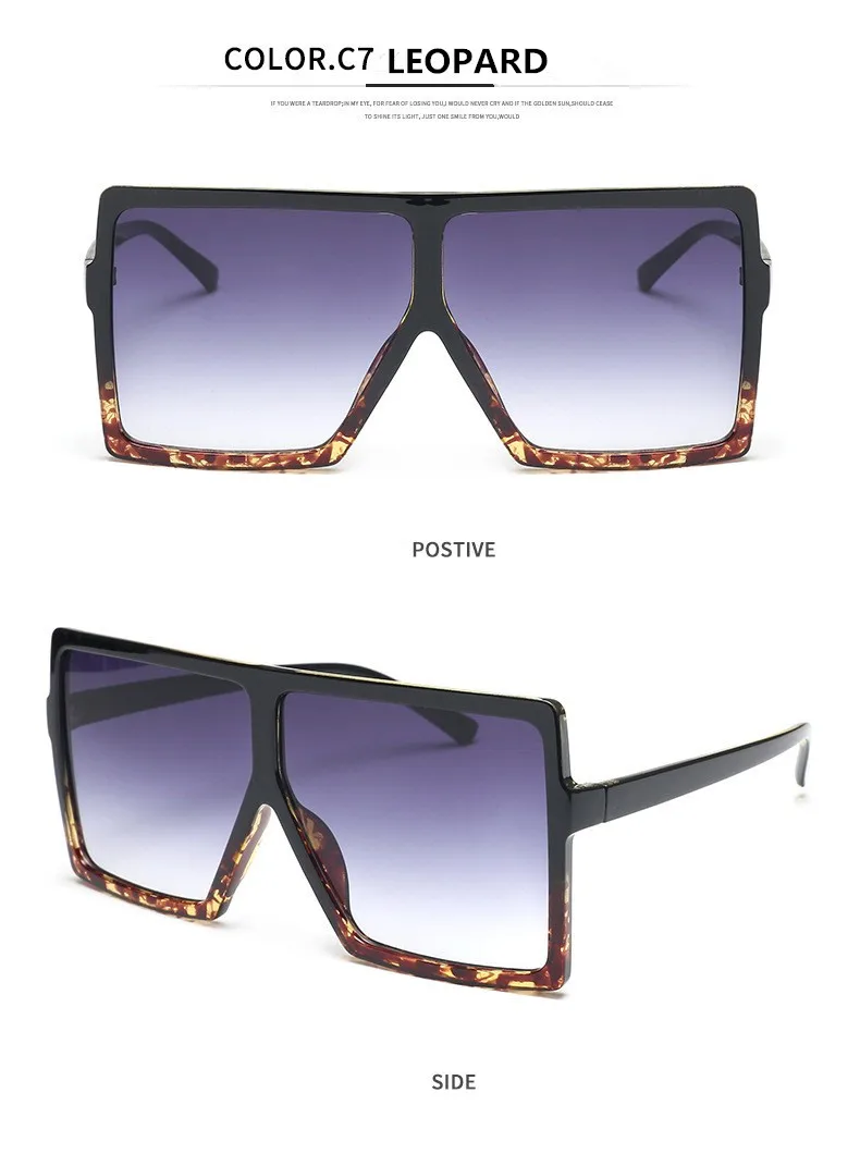 Женские крупные солнцезащитные очки квадратная большая рама солнцезащитные очки мужские брендовые дизайнерские новые винтажные градиентные оттенки очки