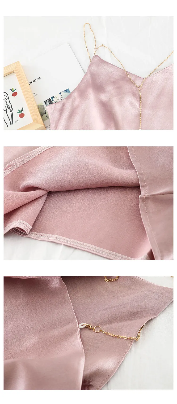 Летняя шелковая лифчик для женщин, модный металлический плечевой пояс, тонкий сексуальный поплин, повседневная верхняя одежда, базовые майки и топы