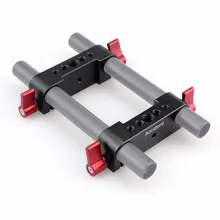 ACCSTORE 2 PCS Rod Grampo Railblock com Red Knob Para 15mm Rod Suporte do Sistema Ferroviário DSLR Câmera Ombro Follow Rig Rail-223