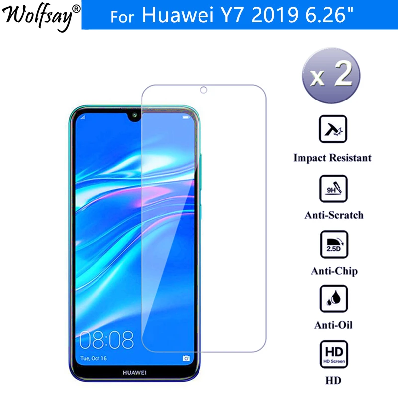 2PCS Glass For Huawei Y7 2019 Screen Protector 9H Tempered On Prime Toughened Film | Мобильные телефоны и аксессуары