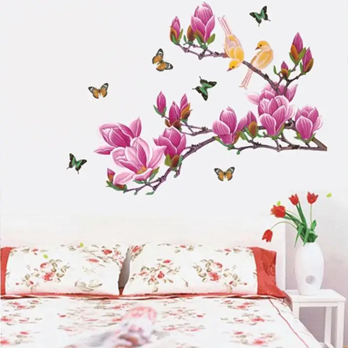 Бесплатная доставка съемный цветок домашний декор наклейки на стену Chaste magnolia