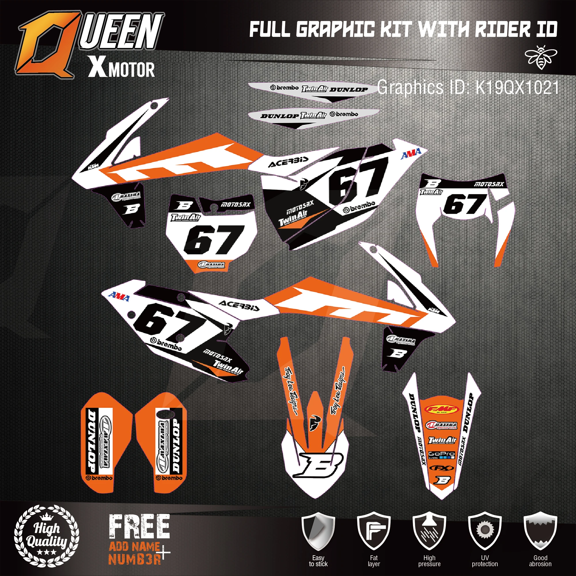 Queen-х на заказ футбольной команды Графика Фоны наклейки 3m Набор наклеек для KTM SX EXC- SX-F- 021