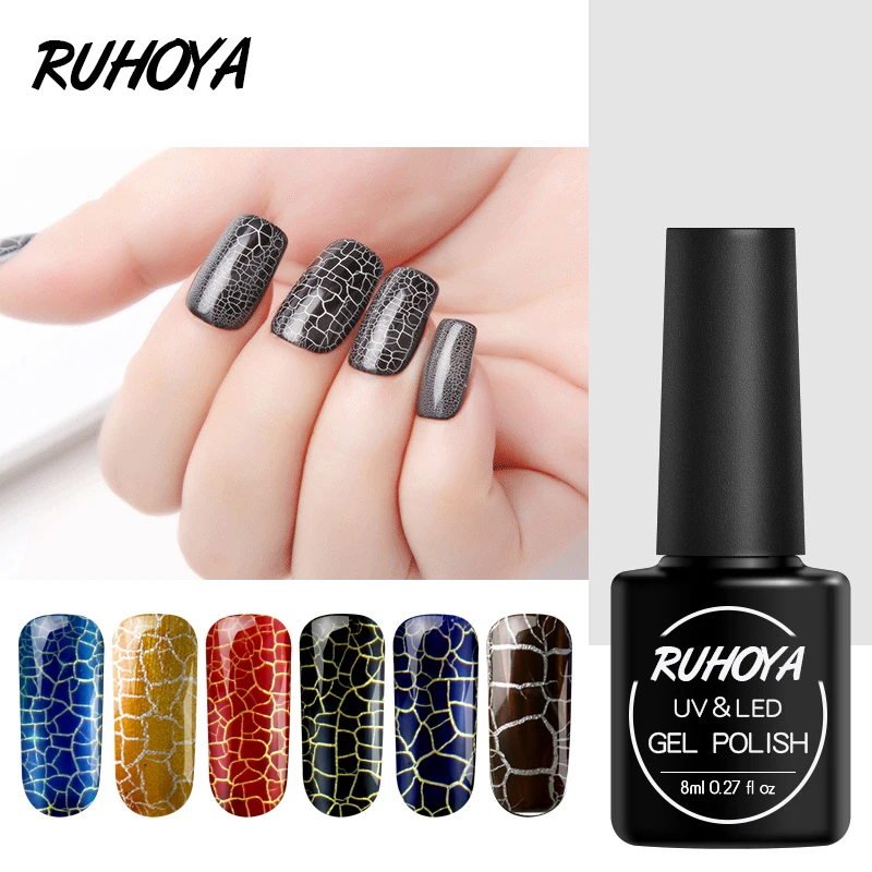 Ruhoya LED растрескивающий эмалевый УФ-гель 8 мл гель-кракле лак для дизайна ногтей