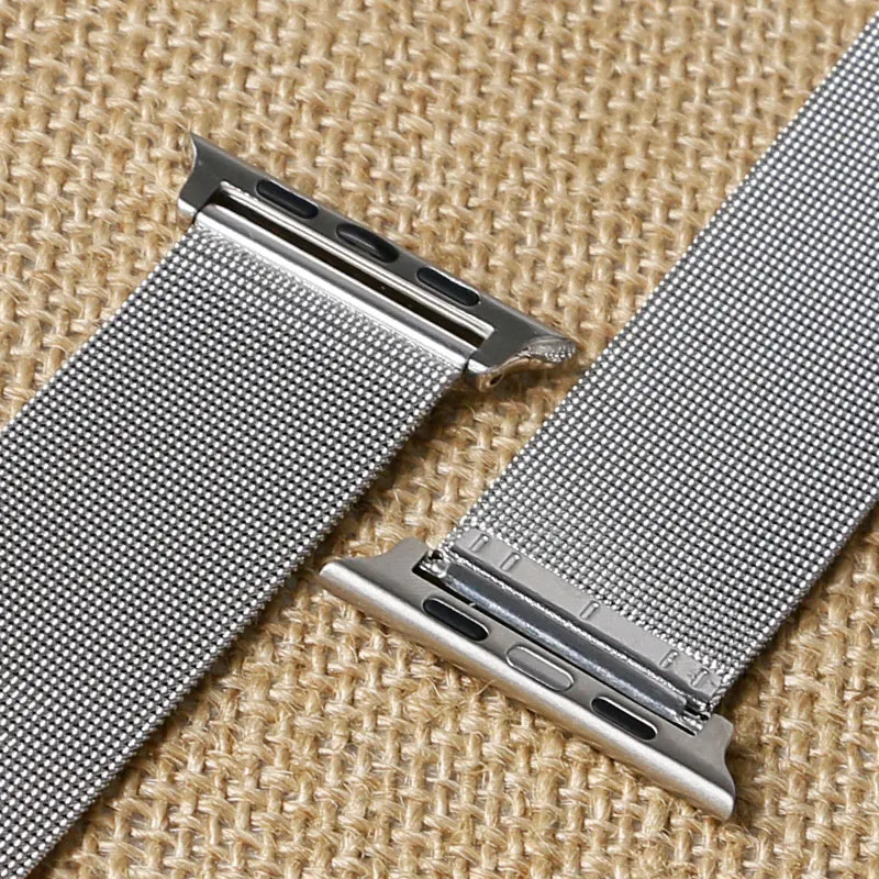 Нержавеющая сталь браслет ремешок и Milanese Loop серебряные полосы для Apple Watch 38 мм/42 мм молния Пряжка ремешок для iwatch