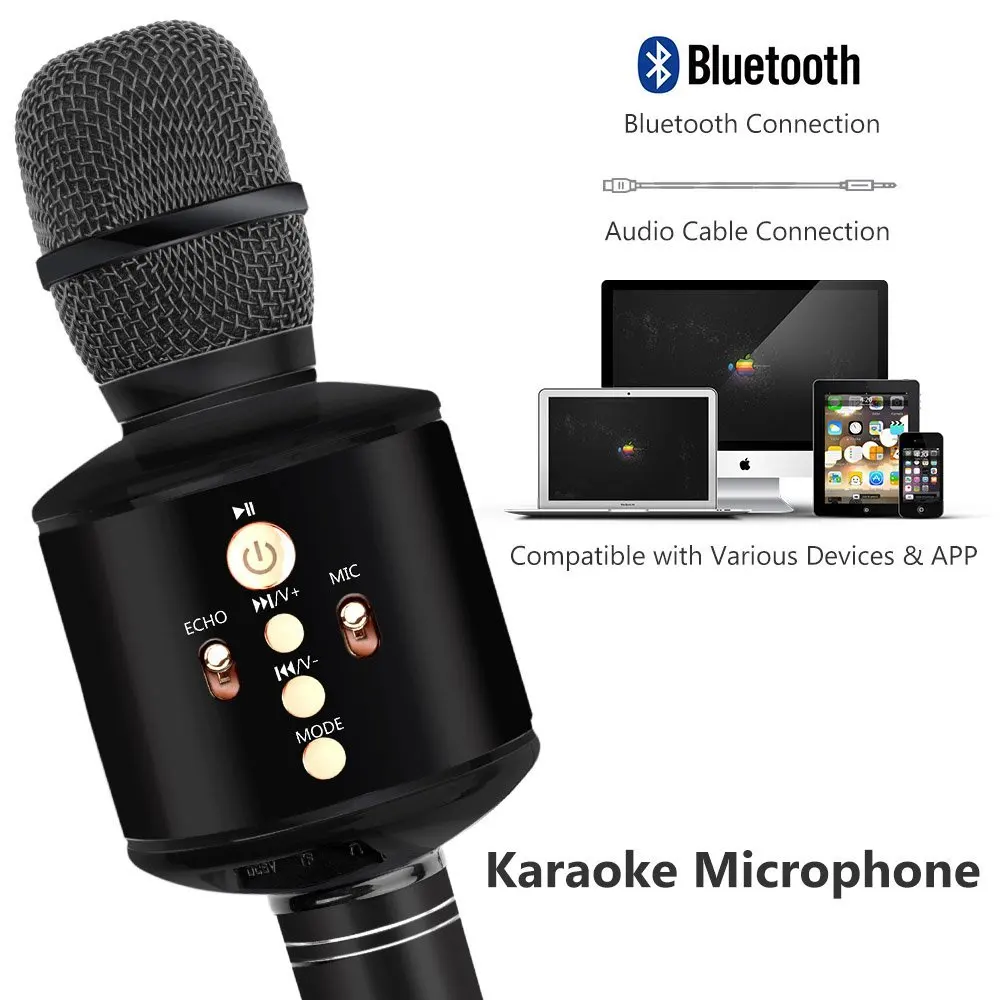 Караоке микрофон ручной беспроводной Bluetooth динамик KTV пение Поддержка IOS Android