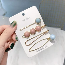 Модные аксессуары для волос 4 шт./компл. новые туфли с жемчугом, геометрические шпильки из сплава для Для женщин девушки милые заколки для волос клип Головные уборы повязка на голову