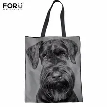 FORUDESIGNS/прекрасный 3D животного шнауцер собака печати женщина Бакалея сумка Мода крупных торговых сумки Повседневное ткань складной эко-сумка
