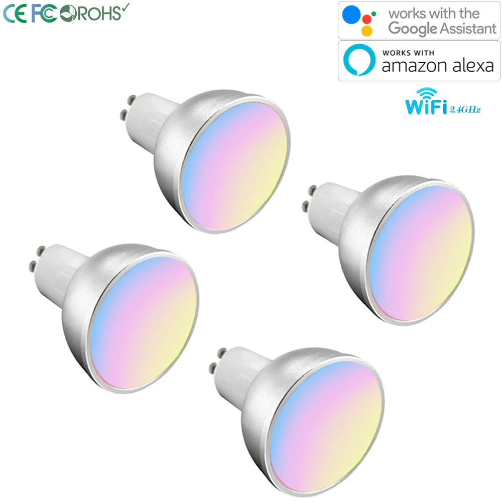 

GU10 Led Bulbs Smart Bulb WiFi LED Bulbs Dimmable Spot Light Bulb Daylight Lamps Multicolor Compatible with Alexa Google home-S