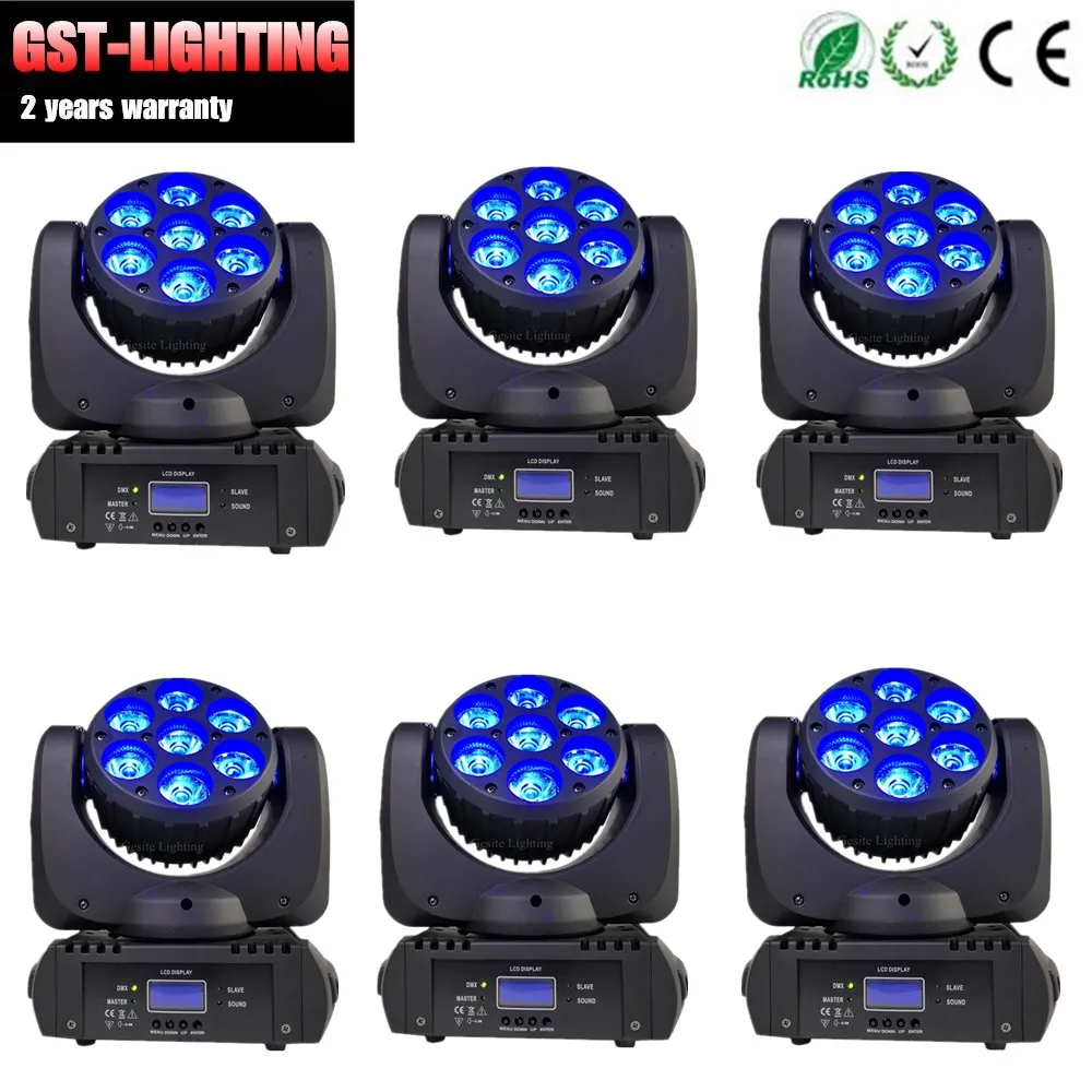 

6 шт./лот dj china mini spot 7*12 Вт led zoom wash beam moving heads lights