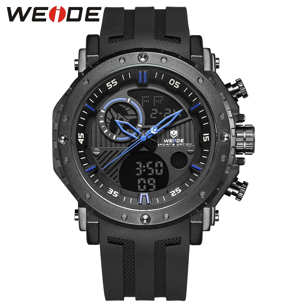 

WEIDE Men Watches Brand Luxury Clock Saat Men's sport silicone Analog Digital Male Watch chronographs Water Resistant Watch Box