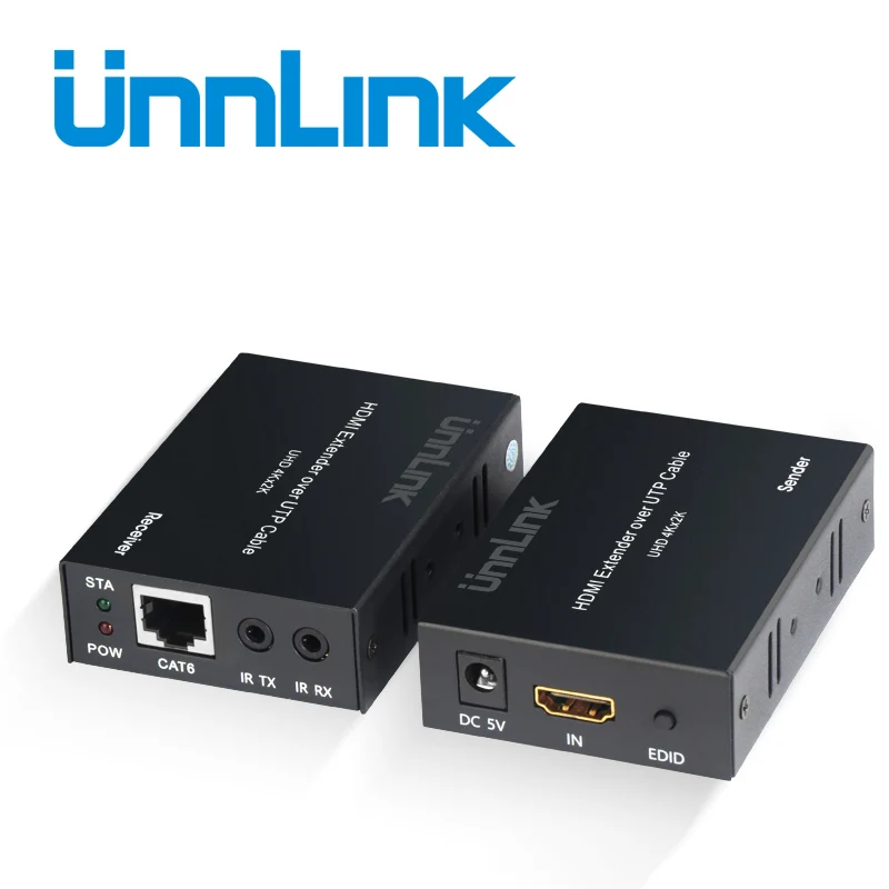 

Unnlink HDMI Ethernet Extender Extension UHD 4K@30Hz 50M LAN CAT6 RJ45 EDID with IR Remote for computer smart tv box projector