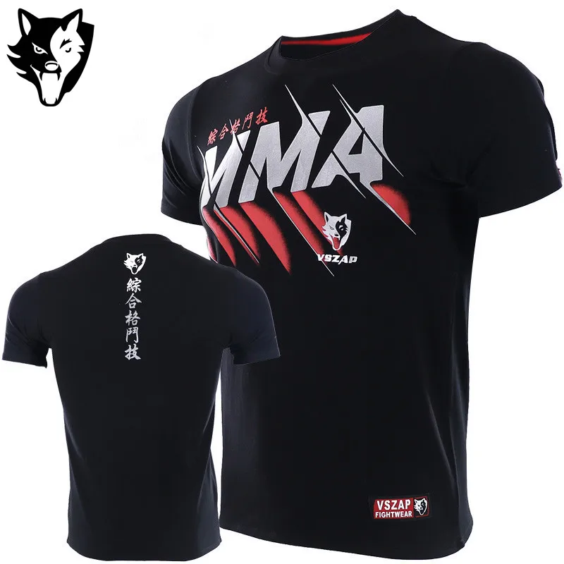 

VSZAP Thai MMA fighting sanshou T shirt broadcast wulinfeng Thailand fighting fitness tiger kick boxing Sanda Rashguard