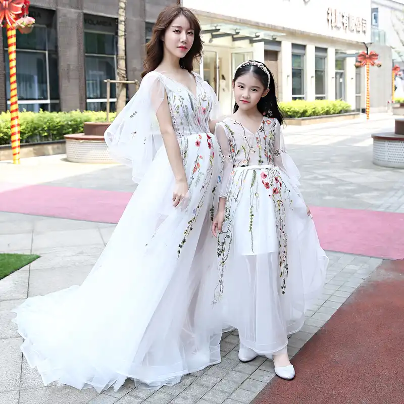 matching gowns for mom and daughter