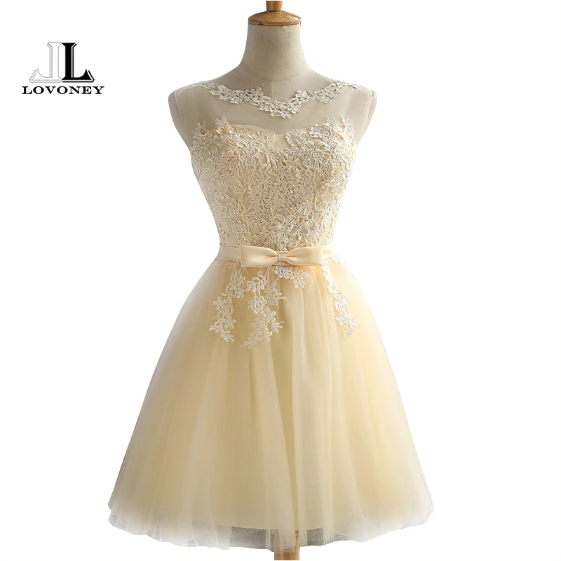 LOVONEY Robe Cocktail Party Dress 2019 Elegant Backless Short Cocktail Dresses Adjustable Lace Up Back Prom Dress CH604B