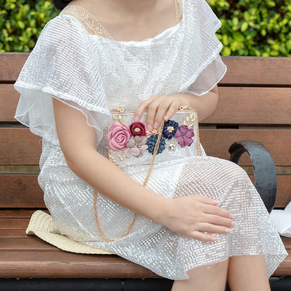  Women Acrylic Flower Clutches Crossbody Purse Evening Bags Chain Strap For Wedding Prom Banquet Ide - 33033639314