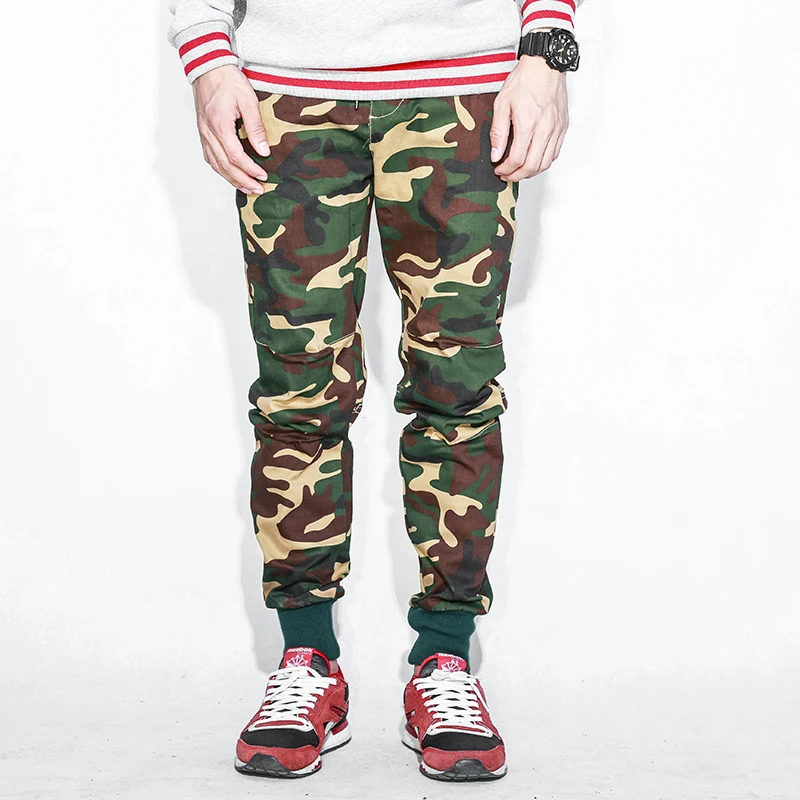 Military Elastic Waist Pencil Pants Loose Ankle Length Pants Joggers Military Pants Mens Army