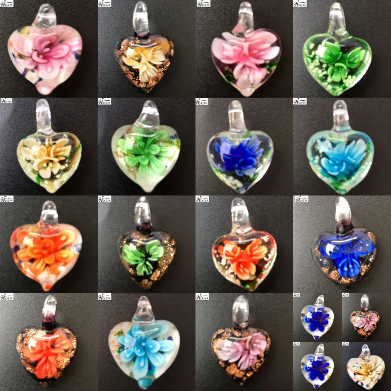 Free Shipping Beautiful jewelry Lampwork Glass Flower Heart Women Men Pendant Bead WB681B | Украшения и аксессуары
