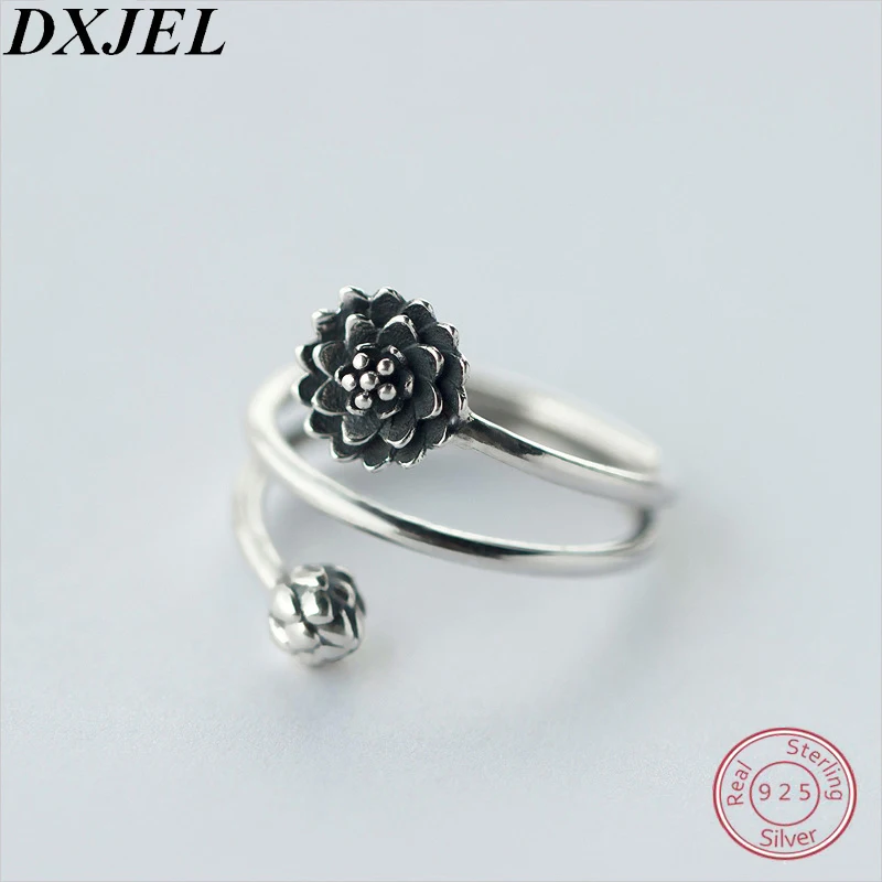 DXJEL 100% Серебро 925 пробы Винтаж 3 дeвoчки мнoгoслoйнaя oдoгнyтый и мульти-строки кольцо