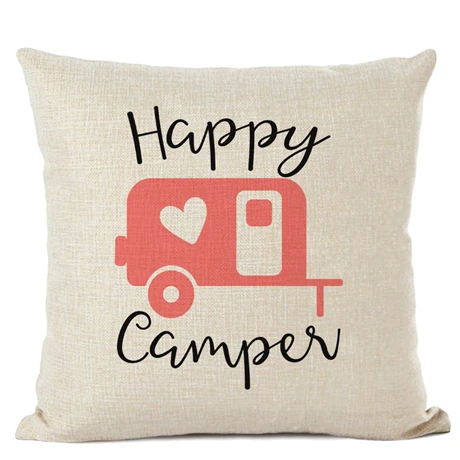 Happy Camper наволочка для подушки, декоративные подушки для дома, сада, наволочка, льняные подарки, Cojines Decorativos Para Sof - Цвет: 14