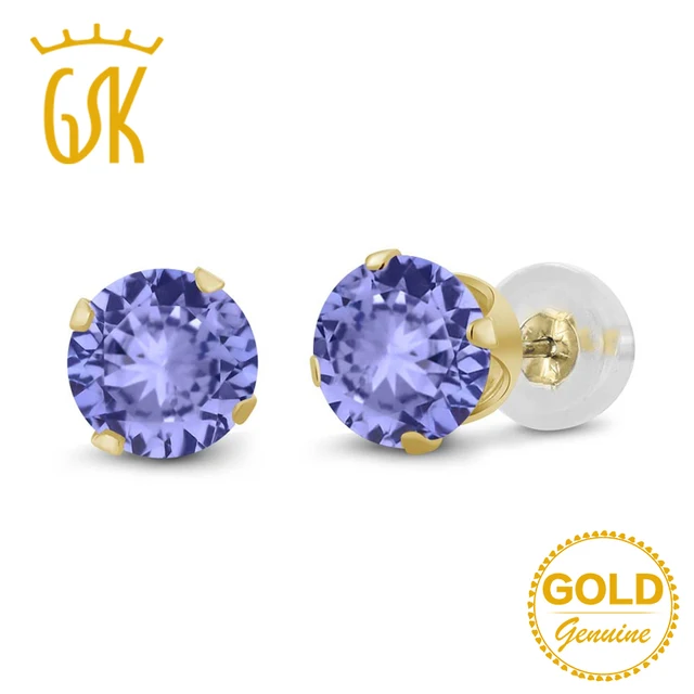 Tanzanite Jewelry 0 92 Ct Round 5mm Natural Blue Stud Tanzanite Jewelry 0 92 Ct Round 5mm Natural Blue Stud Earrings 14k Yellow Gold Fine