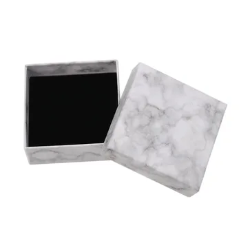 

DoreenBeads Paper & Sponge Jewelry Earrings Ring Gift Boxes Bag Square White Imitation Marble Pattern Packing Display 2 Pieces