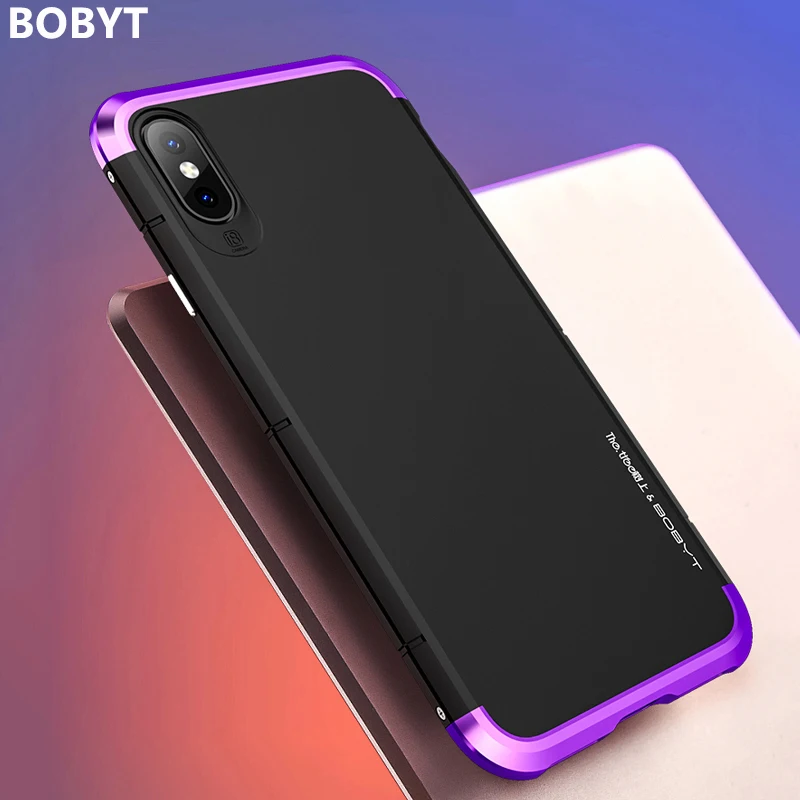 

BOBYT For iPhone X Case Cover Luxury Slim Metal Aluminum Frame Hard Plastic Protective Back Cover Phone Case for iPhone X Funda