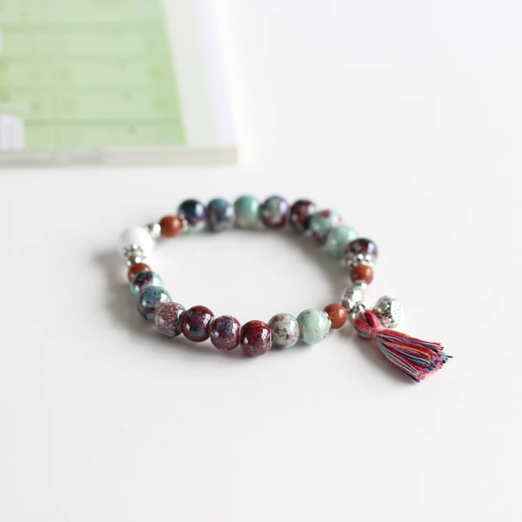 Модный тонкий ручной браслет с керамическими бусинами, китайский стильный браслет, украшающий изделие,#1035