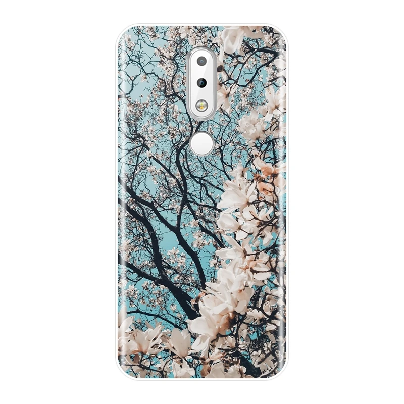 Задняя крышка из ТПУ с цветочным рисунком розы для Nokia 7 1 6 5 3 2 Plus Мягкий