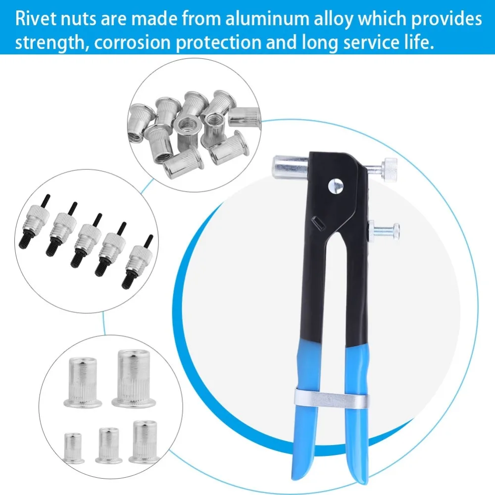 86 шт./компл. штора заклепки пистолет сверхмощный гайка Резьбовая вставка ручной заклепочник M3-M8 заклепочные гайки гвоздь пистолет