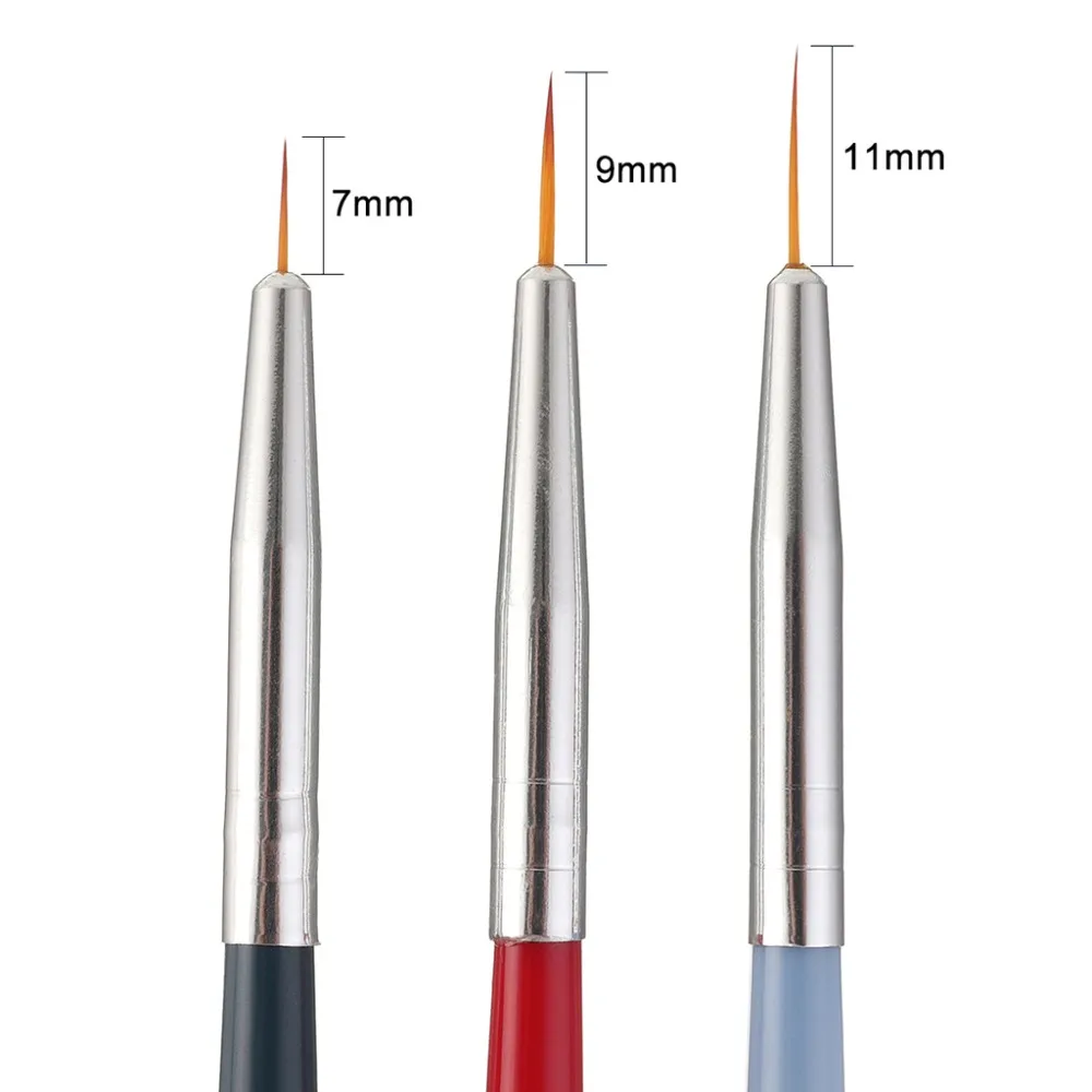 FSHALL 3 шт УФ-гель для дизайна ногтей Лайнер Кисть Деревянная Ручка Маникюр живопись ручка 7 мм-11 мм