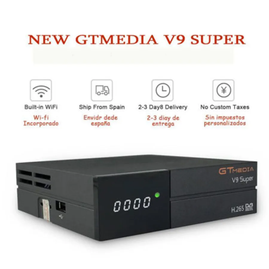 

Satellite TV Receiver Gtmedia V9 Super Power by freesat DVB-S2 Built-in WIFI 1 year 5lines Europe CCcam as a gift Support TV Box