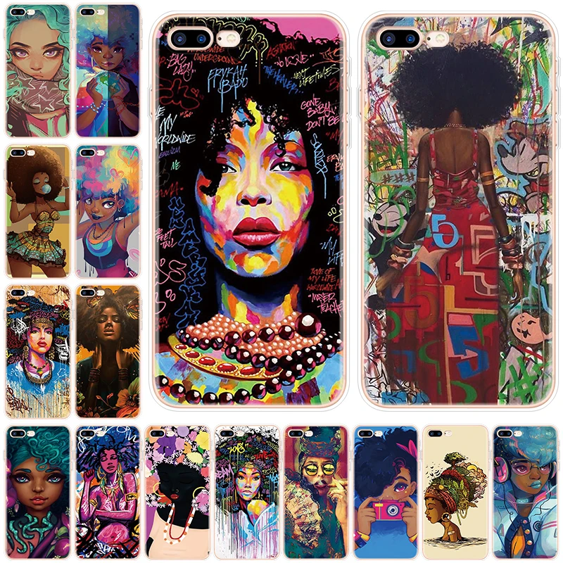 

Afro Black Girl Magic Melanin Poppin Art Case For iphone XS Max XR X 11 Pro Max 5 5S SE Case Cover For iphone 7 8 6 6S Plus Capa