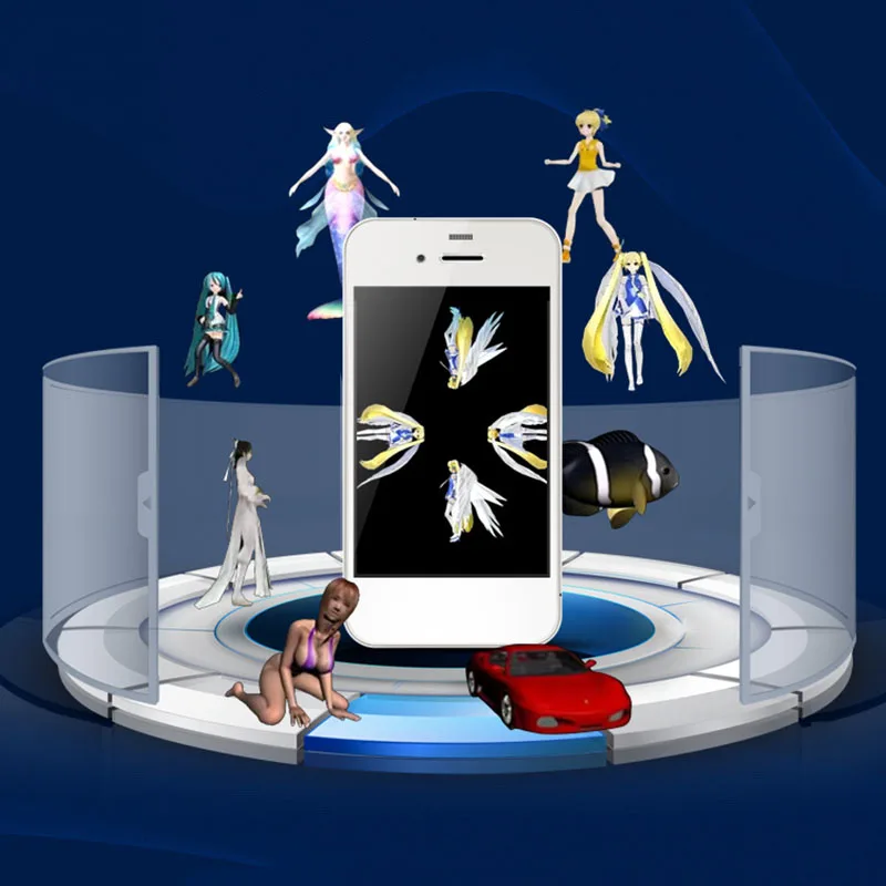3D Holographic Projector Pyramid Phone Image Display Four-dimensional Portable For Mobile Phone