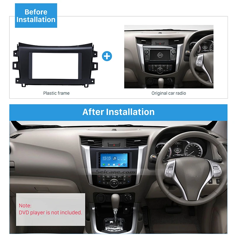 Seicane черный Цвет без зазора работающий от Дин Радио Рамка для Nissan Navara NP300 установить тире ободок отделка комплект