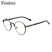 Feishin модные маленькие унисекс очки оправа Женские винтажные цветные прочные металлические коричневые очки оправа для мужчин стимпанк